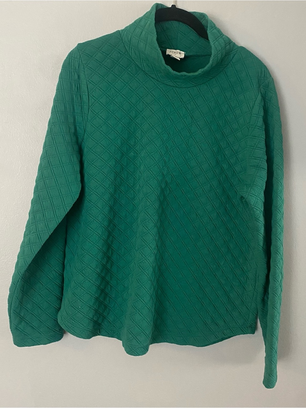 J. Crew Quilted Turtleneck Sweatshirt in Green SZ M